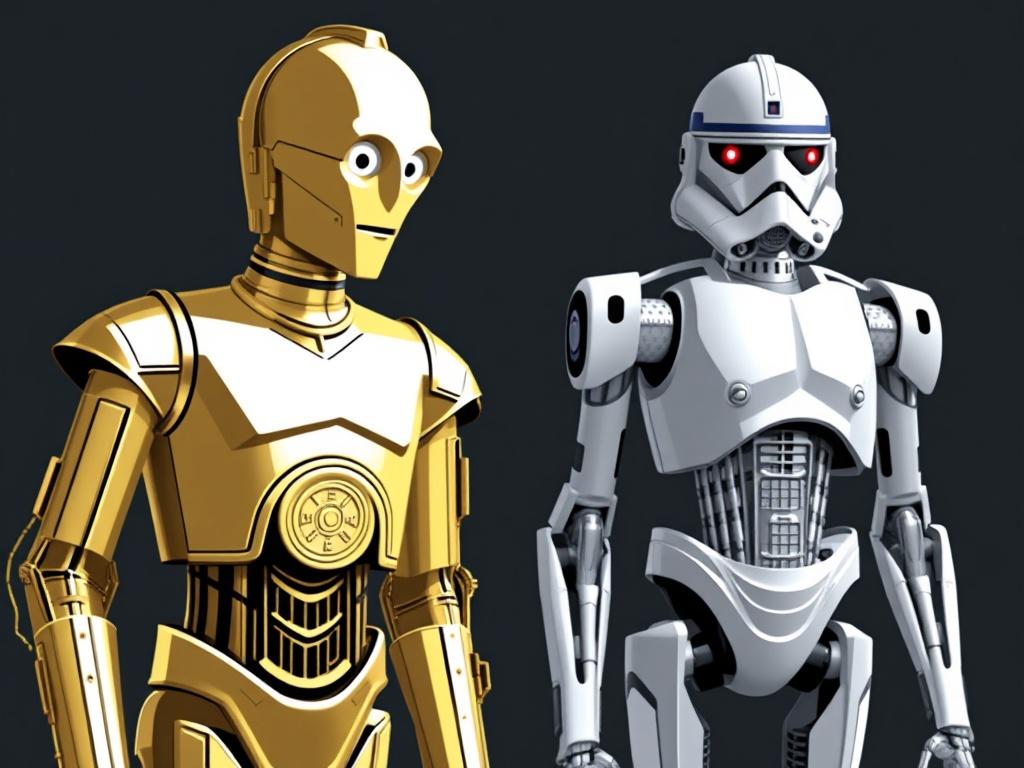     Le développement des droïdes dans la saga : de C-3PO aux droïdes de combat. Le rôle narratif des droïdes : serviteurs, témoins, héros