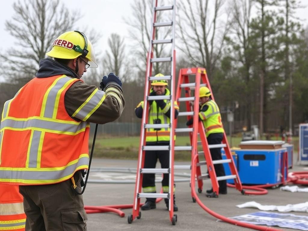 Testing of fire laddersфото