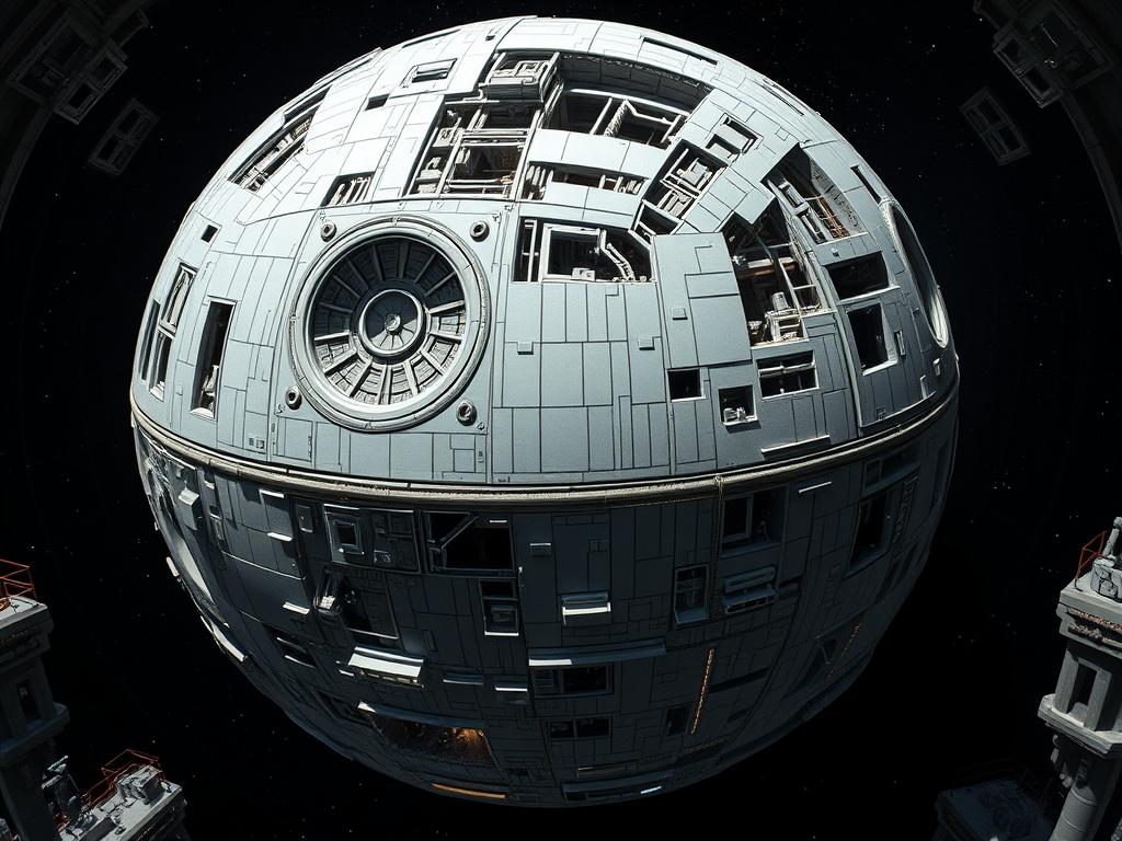 La construcción de la Estrella de la Muerte.. Organización estructural y compartimentación